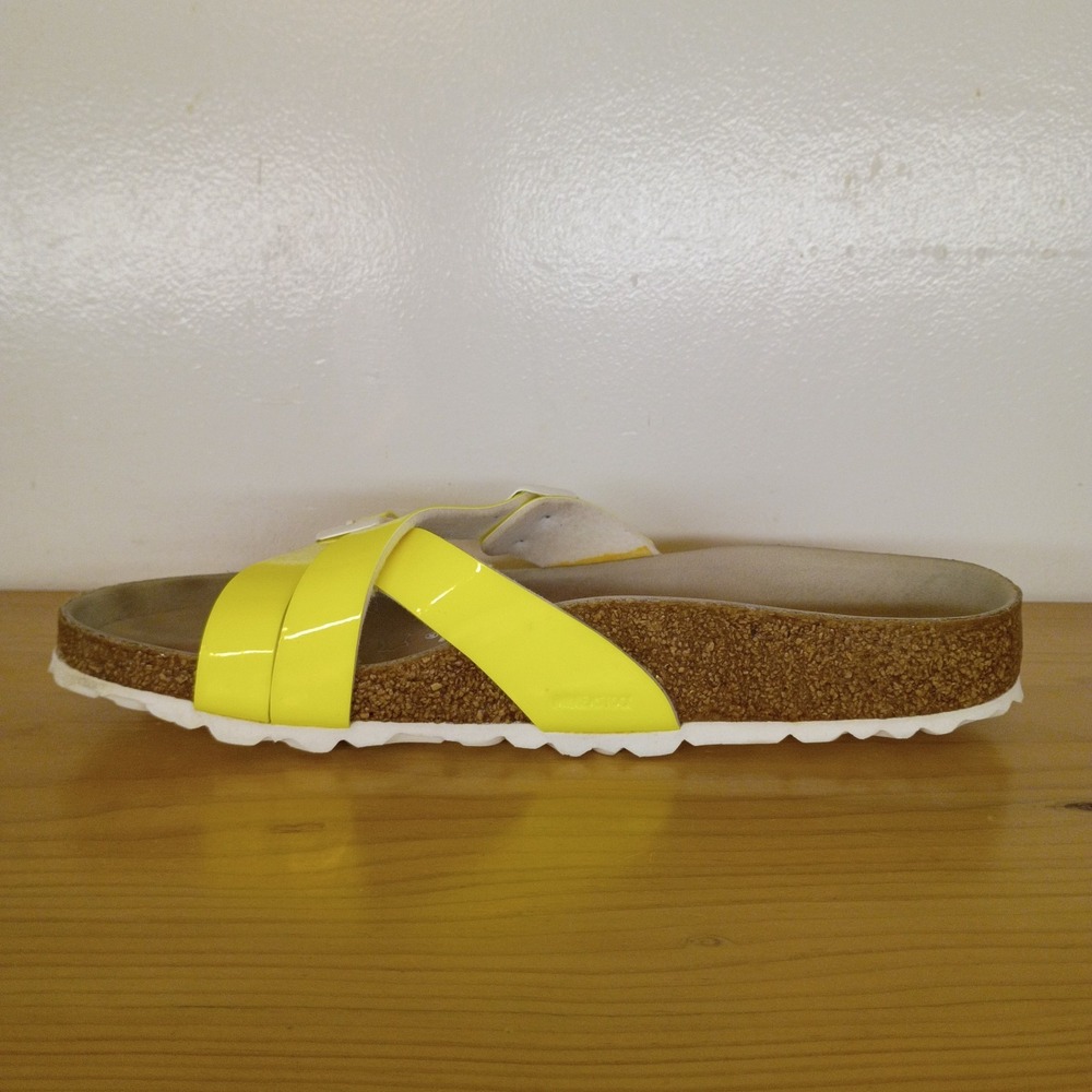 Birkenstock Yao Balance Yellow Patent Sandals Slides Women's Size 7 Men's Size 5 - Picture 6 of 11